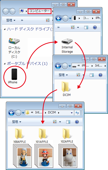 iPhoneを手動でフォルダを開いて写真をコピーする