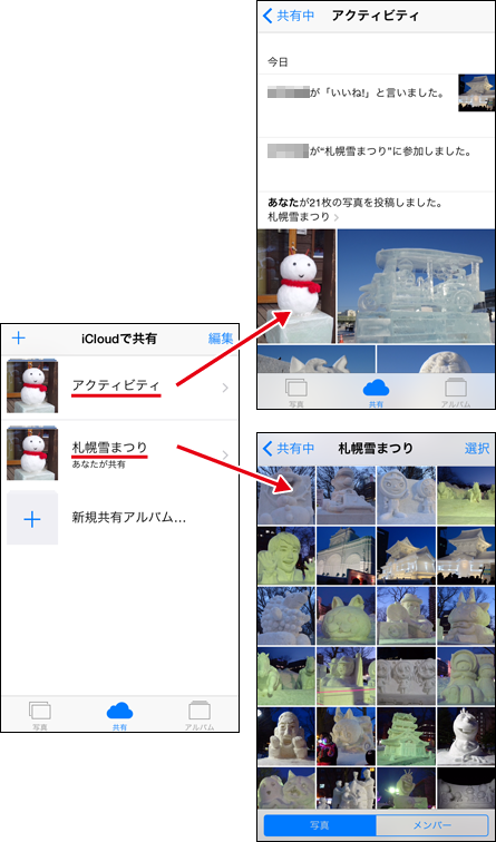 Icloud写真共有で友人と写真を共有